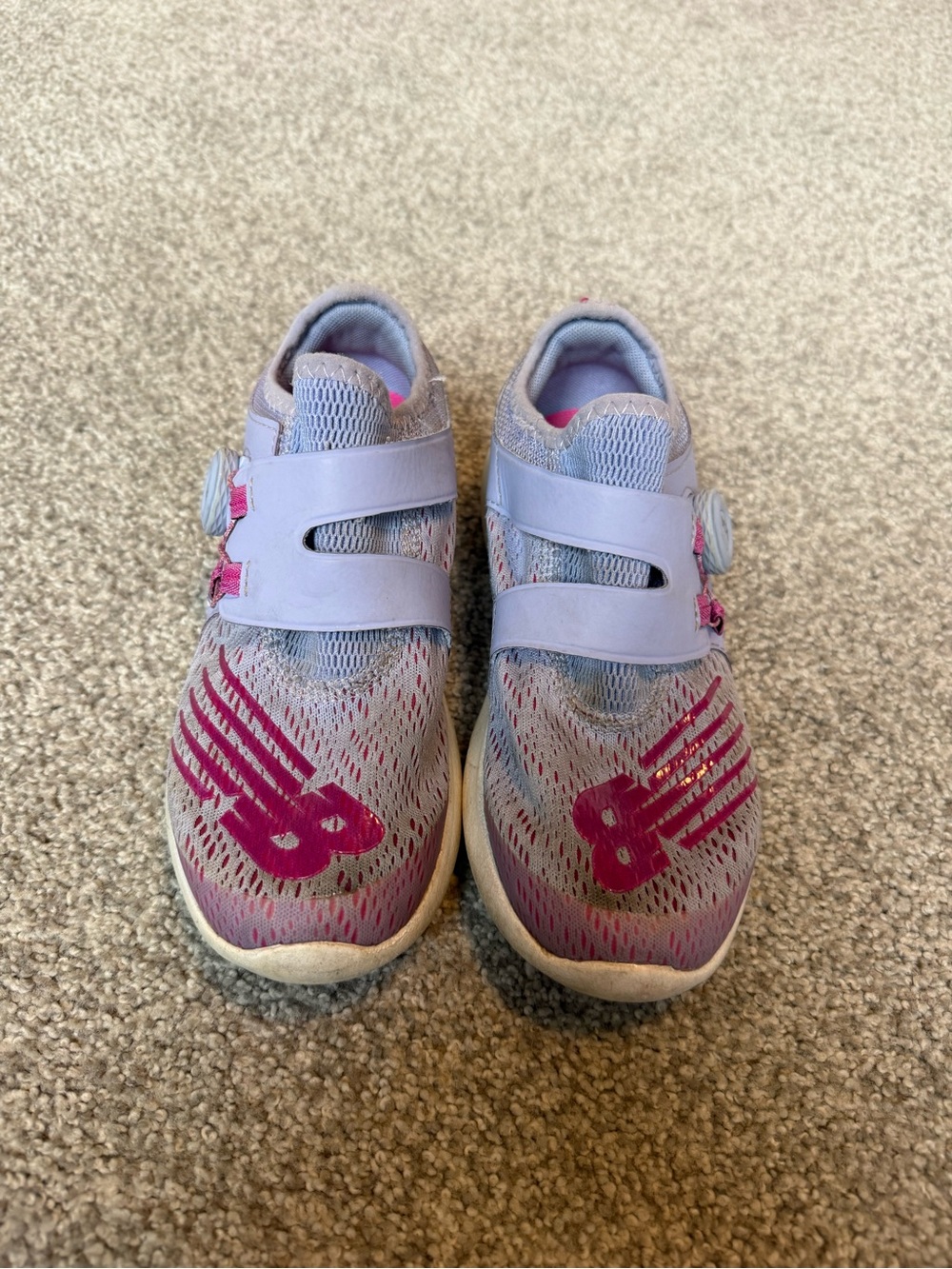 New Balance BoA Kids Lavender Sneakers with Pink Logo Accents